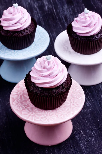 Rosa Schokolade Cupcakes — Stockfoto