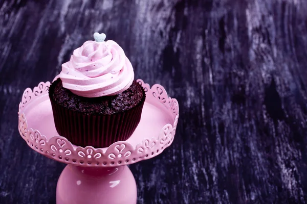 Roze chocolade cupcake — Stockfoto