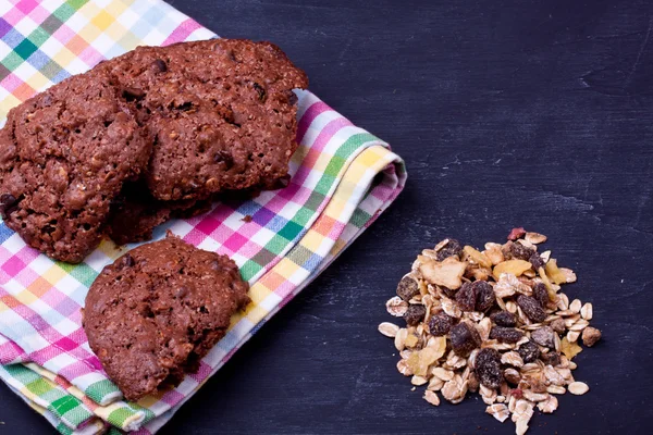 Chocolate muesli cookies — Stock Photo, Image