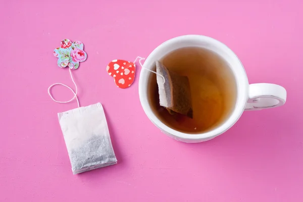 Šálek čaje, čajové sáčky — Stock fotografie