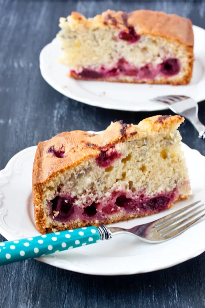 Slice of cherry cake — Stock Photo, Image