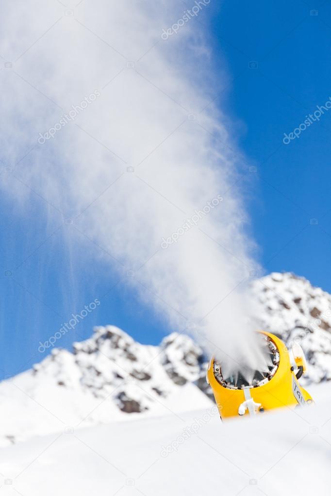 Snow gun in the mountains
