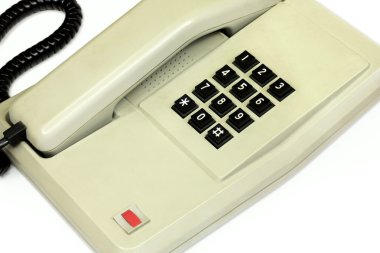 Eski basit ofis masa telefonu ve kablo