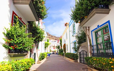 Puerto de Mogan. Gran Canaria 'da güzel bir kasaba. İspanya