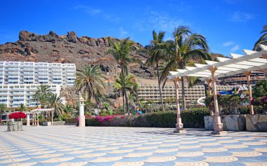 Gran Canaria görünümü denizde. İspanya