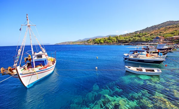 Рыбацкие Лодки Остров Закинф Греция — стоковое фото