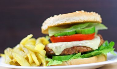 Hamburger lokanta bol hammadde
