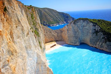 Navagio beach, batık, Zakynthos, Yunanistan