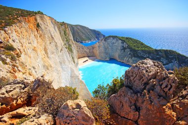 Navagio beach, batık, Zakynthos, Yunanistan