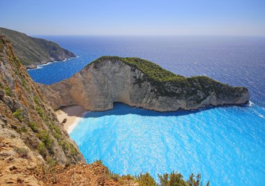 Gün batımında, Yunanistan Zakynthos adada Navagio Beach