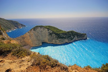 Gün batımında, Yunanistan Zakynthos adada Navagio Beach