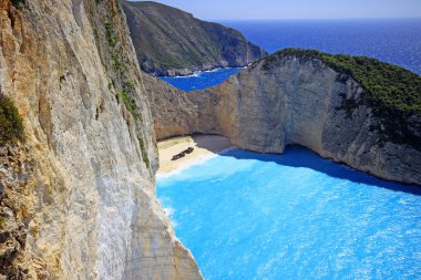 Gün batımında, Yunanistan Zakynthos adada Navagio Beach