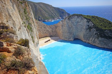 Gün batımında, Yunanistan Zakynthos adada Navagio Beach