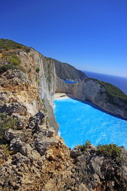 Gün batımında, Yunanistan Zakynthos adada Navagio Beach