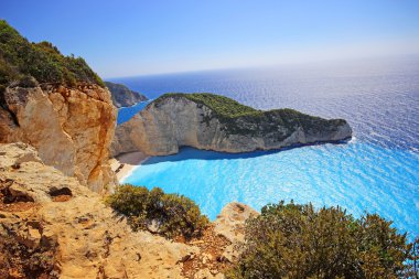 Gün batımında, Yunanistan Zakynthos adada Navagio Beach