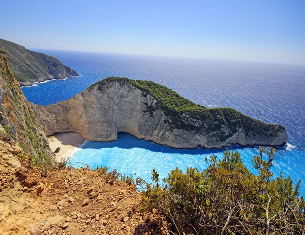 Navagio Beach (Shipwreck beach) sur l'île de Zakynthos au coucher du soleil. Grèce  . — Photo