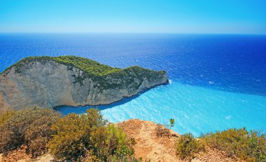 Navagio Beach - cennet gibi güzel görünümünü batık Zakynthos Adası Yunanistan