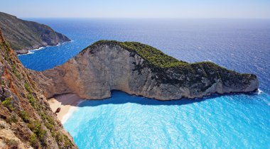 Navagio Beach - cennet gibi güzel görünümünü batık Zakynthos Adası Yunanistan