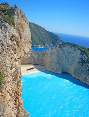 Güzel Navagio Beach - Zakynthos Adası Yunanistan kumsalda batık görünümü
