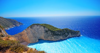 Güzel Navagio Beach - Zakynthos Adası Yunanistan kumsalda batık görünümü