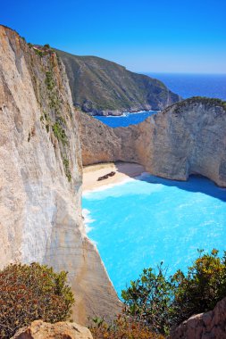 Güzel Navagio Beach - Zakynthos Adası Yunanistan kumsalda batık görünümü