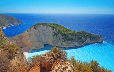 Navagio Beach - cennet gibi güzel görünümünü batık Zakynthos Adası Yunanistan