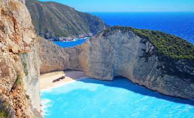 Navagio Beach - cennet gibi güzel görünümünü batık Zakynthos Adası Yunanistan