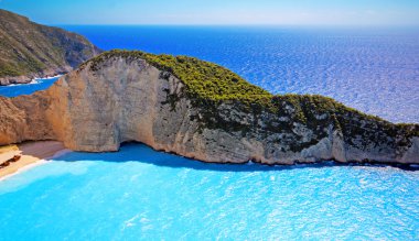 Navagio Beach - cennet gibi güzel görünümünü batık Zakynthos Adası Yunanistan