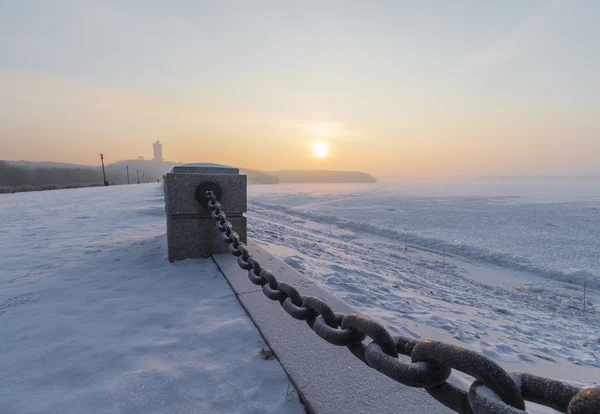 Sunrise lake in winter