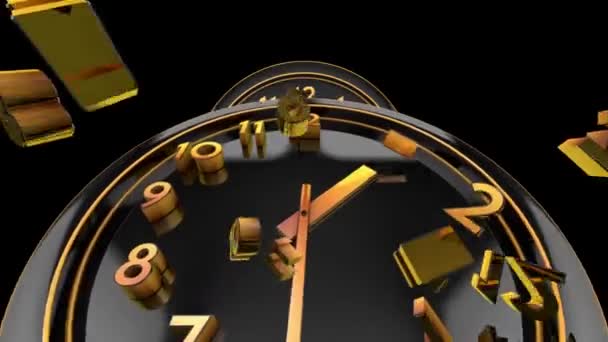 Loop Time Flying Clocks Numbers Royalty Free Stock Footage