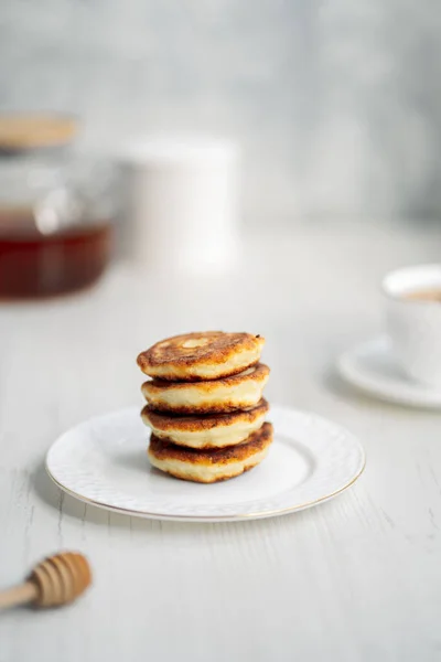 Keso Frukost Cheesecakes Med Honung — Stockfoto