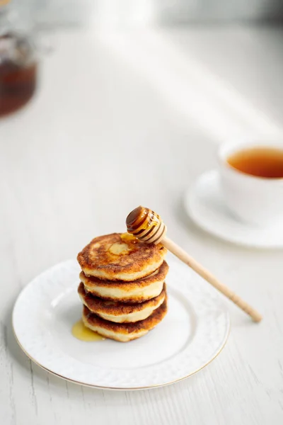 Keso Frukost Cheesecakes Med Honung — Stockfoto