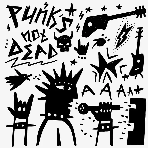 Punk músico garabatos — Archivo Imágenes Vectoriales