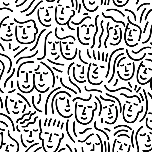 Faces of people - seamless background — Stock Vector