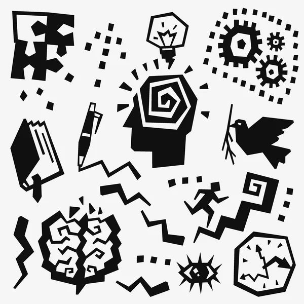 Thinking doodles set — Stock Vector