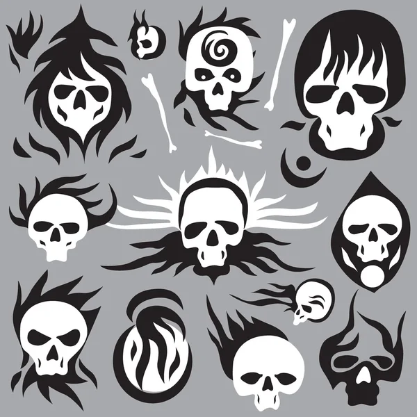 Skulls cartoons — Stock Vector