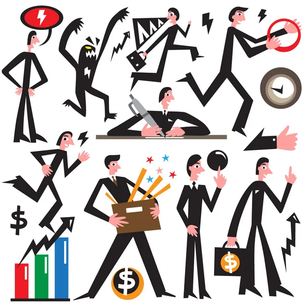 Businessman in various poses - vector cartoons — Stock Vector