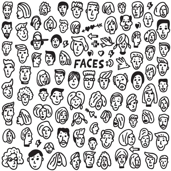 Faces - doodles set — Stock Vector