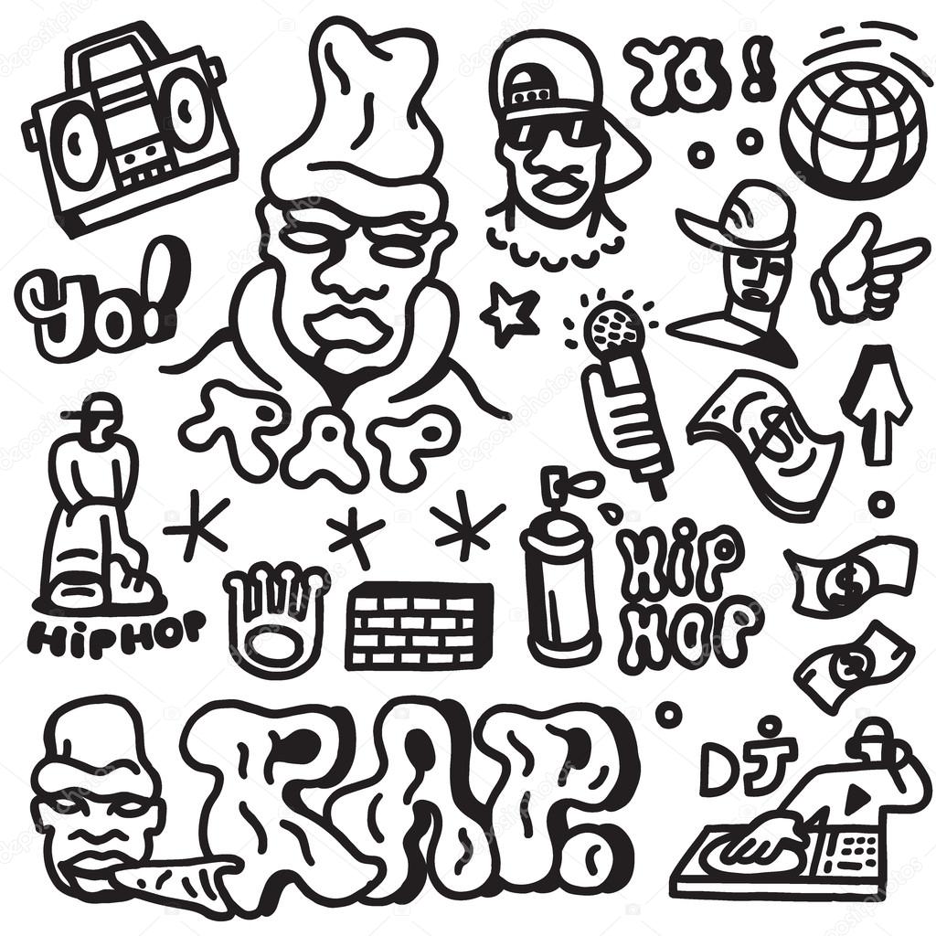 Rap , hip hop - doodles set — Stock Vector © topform #61423795
