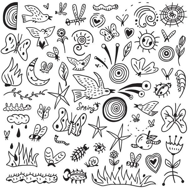 Spring, insects - doodles collection — Stock Vector