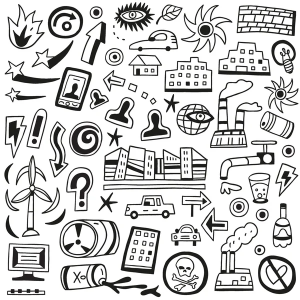 Ecology doodles — Stock Vector