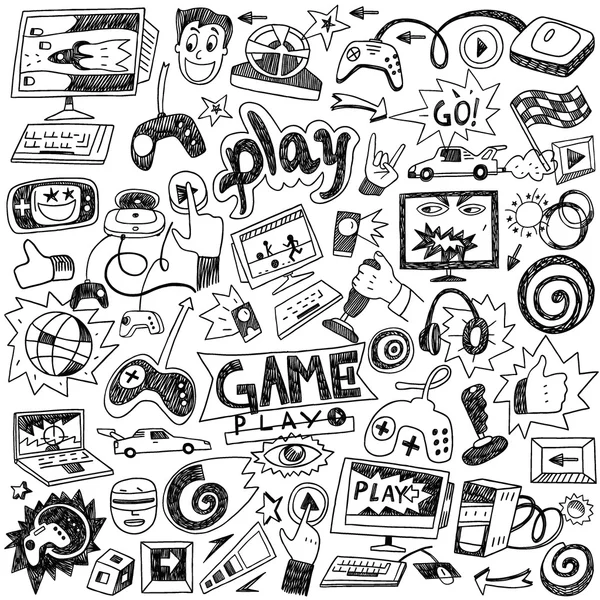 Computer games doodles — Stock Vector