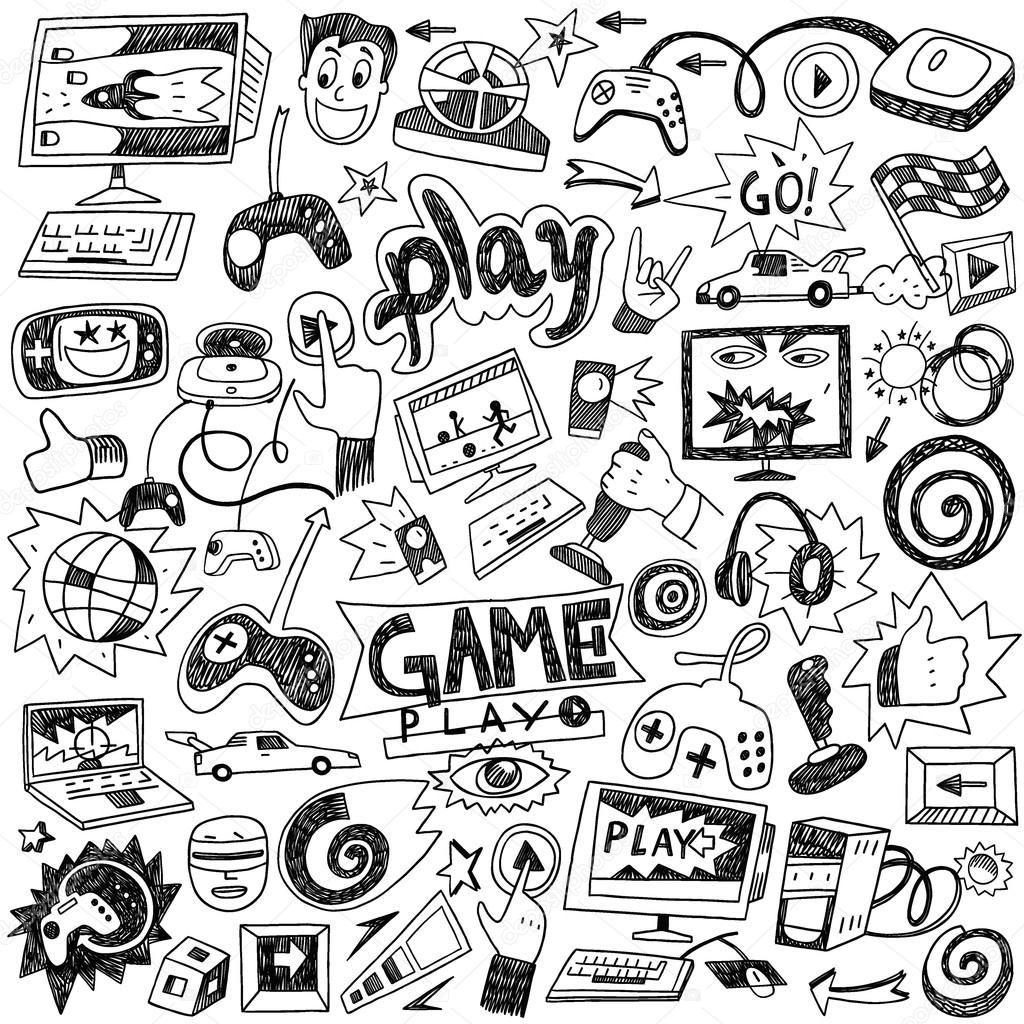 Jogos de computador doodles imagem vetorial de topform© 85771002