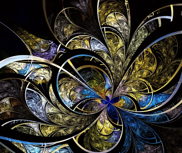 Modèle fractal symétrique multicolore comme fleur — Photo