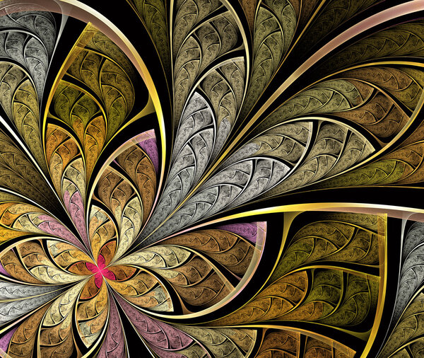 Multicolored symmetrical fractal pattern as flower