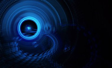 Bilgisayar soyut tehnoloji 3D illüstrasyon üretti. Üç boyutlu üç boyutlu fraktal, doku