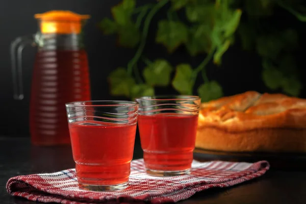 Refreshing Chilled Summer Fruit Drink Homemade Compote — Stock Photo, Image