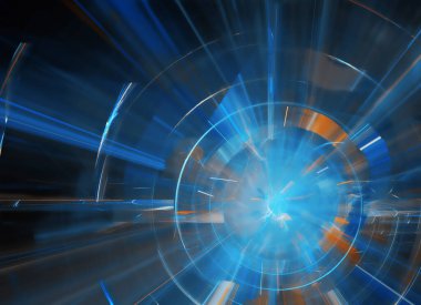 Teknolojik dokulu arka plan. 3 boyutlu fraktal grafikler. Bilim ve teknoloji kavramı.