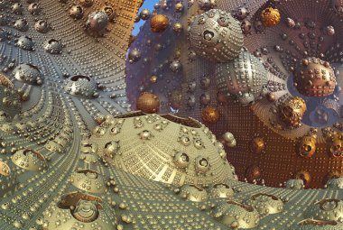 Teknolojik fraktal arkaplan, soyut 3D illüstrasyon, tasarım elementi