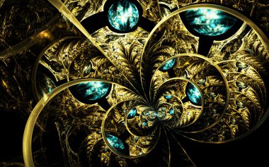 Çok renkli simetrik fraktal desen olarak çiçek